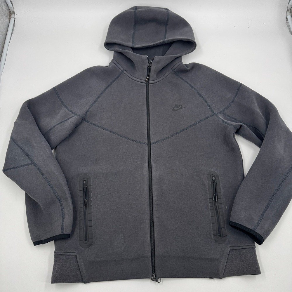 Nike Tech Fleece Full Zip Hoodie Mens Large Grey FB7921-060 Lightweight Warmth